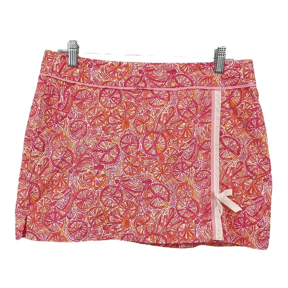 Lilly Pulitzer Hottie Ten‎ Speed Bike Print Skort  Pink Orange Cotton Sz 6